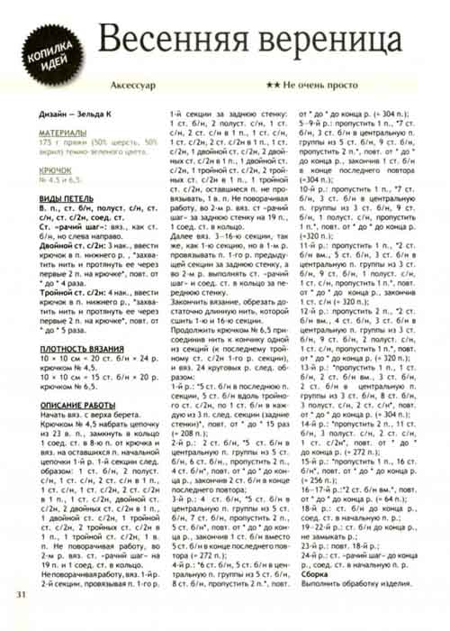 Вязание крючком шапки. Схемы, описания