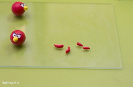 Сережки из полимерной глины Angry Birds