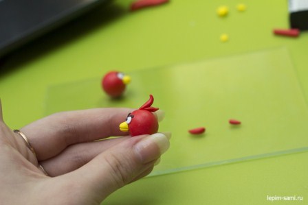 Сережки из полимерной глины Angry Birds
