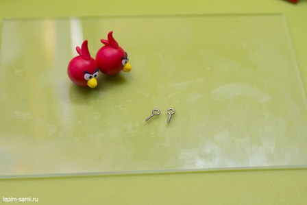Сережки из полимерной глины Angry Birds