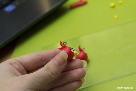 Сережки из полимерной глины Angry Birds