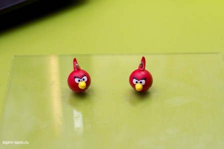 Сережки из полимерной глины Angry Birds