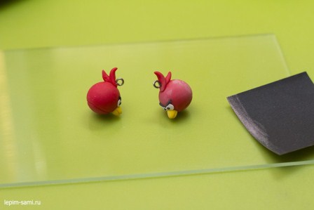 Сережки из полимерной глины Angry Birds