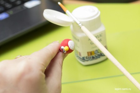 Сережки из полимерной глины Angry Birds