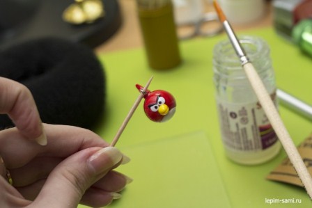 Сережки из полимерной глины Angry Birds