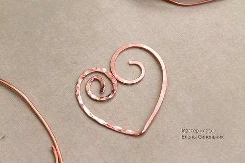 Медный кулон Сердце в технике wire wrap