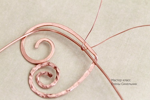 Медный кулон Сердце в технике wire wrap
