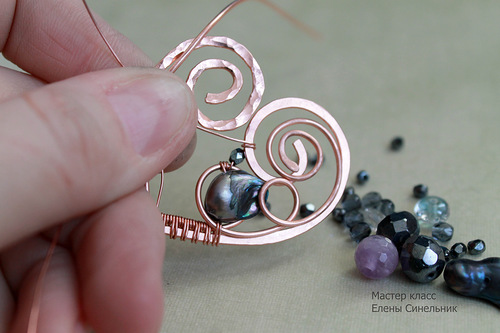 Медный кулон Сердце в технике wire wrap