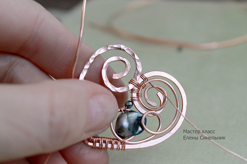 Медный кулон Сердце в технике wire wrap
