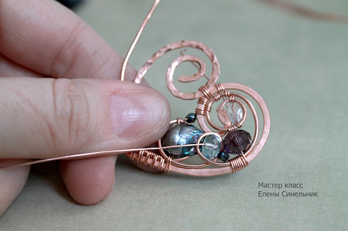 Медный кулон Сердце в технике wire wrap