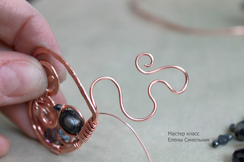 Медный кулон Сердце в технике wire wrap