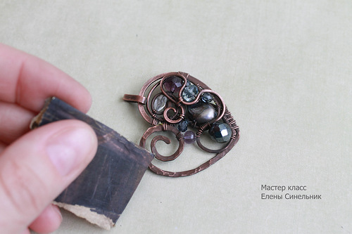 Медный кулон Сердце в технике wire wrap