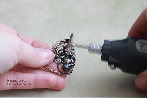 Медный кулон Сердце в технике wire wrap