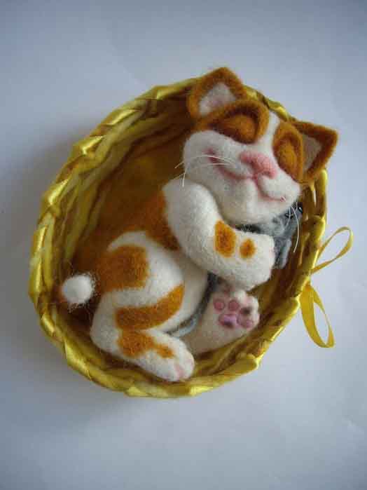 Коты и кошки в технике сухого валяния. Мастер-класс