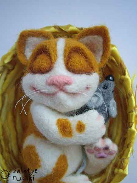 Коты и кошки в технике сухого валяния. Мастер-класс