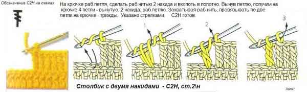 Как вязать столбики с накидом